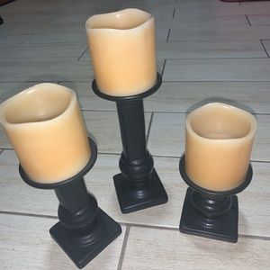 Battery powered candles with holders